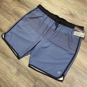 NEW Travis Mathew Go Time 3.0 Shorts Mens Size 2XL Blue Striped Golf Stretch XXL